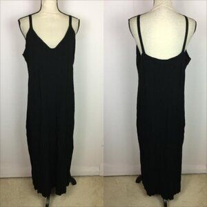 New! City Chic Luxe Knit Midi Slip Dress M/18 Plus Black V-neck Sleeveless